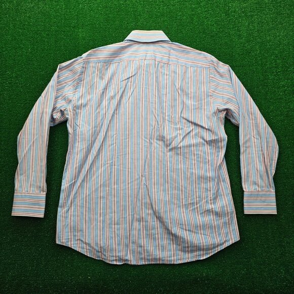 Hugo Boss Shirt Mens 16.5 32-33 Blue Striped Button Up Preppy Casual - Picture 11 of 11